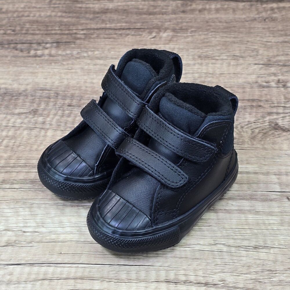 Converse Chuck Taylor All Star Berkshire Toddler's Sz 4 Black Leather Boots NEW - Picture 9 of 9